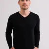 Kaschmir V-Ausschnitt Pullover schwarz