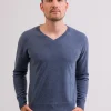Kaschmir V-Ausschnitt Pullover jeans blau