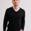 Kaschmir V-Ausschnitt Pullover holzkohle