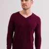 Kaschmir V-Ausschnitt Pullover cranberry rot