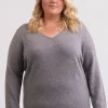 Kaschmir V-Ausschnitt Pullover grau