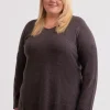 Kaschmir V-Ausschnitt Pullover mit Seitenschlitzen taupe melange