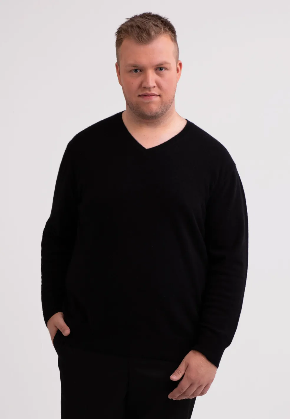 Kaschmir V-Ausschnitt Pullover schwarz