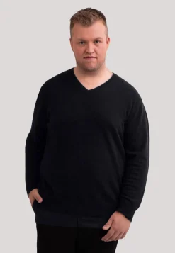 Kaschmir V-Ausschnitt Pullover holzkohle