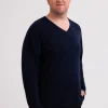 Kaschmir V-Ausschnitt Pullover marine blau