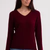 Kaschmir V-Ausschnitt Pullover rouge noir