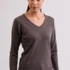 Kaschmir V-Ausschnitt Pullover taupe melange