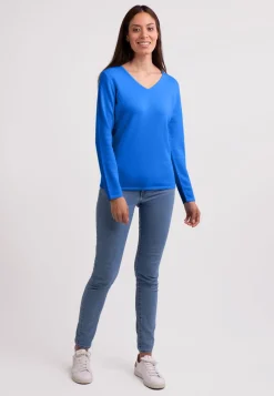 Kaschmir V-Ausschnitt Pullover dazzling blau