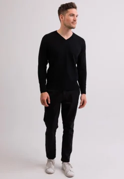 Kaschmir V-Ausschnitt Pullover schwarz