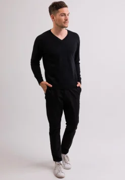 Kaschmir V-Ausschnitt Pullover holzkohle
