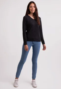 Kaschmir V-Ausschnitt Pullover dunkel anthrazit