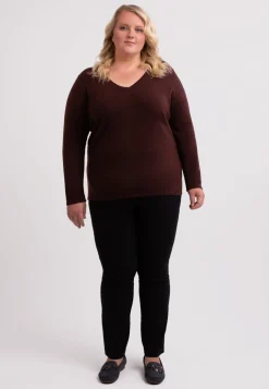Kaschmir V-Ausschnitt Pullover zinnoberrot