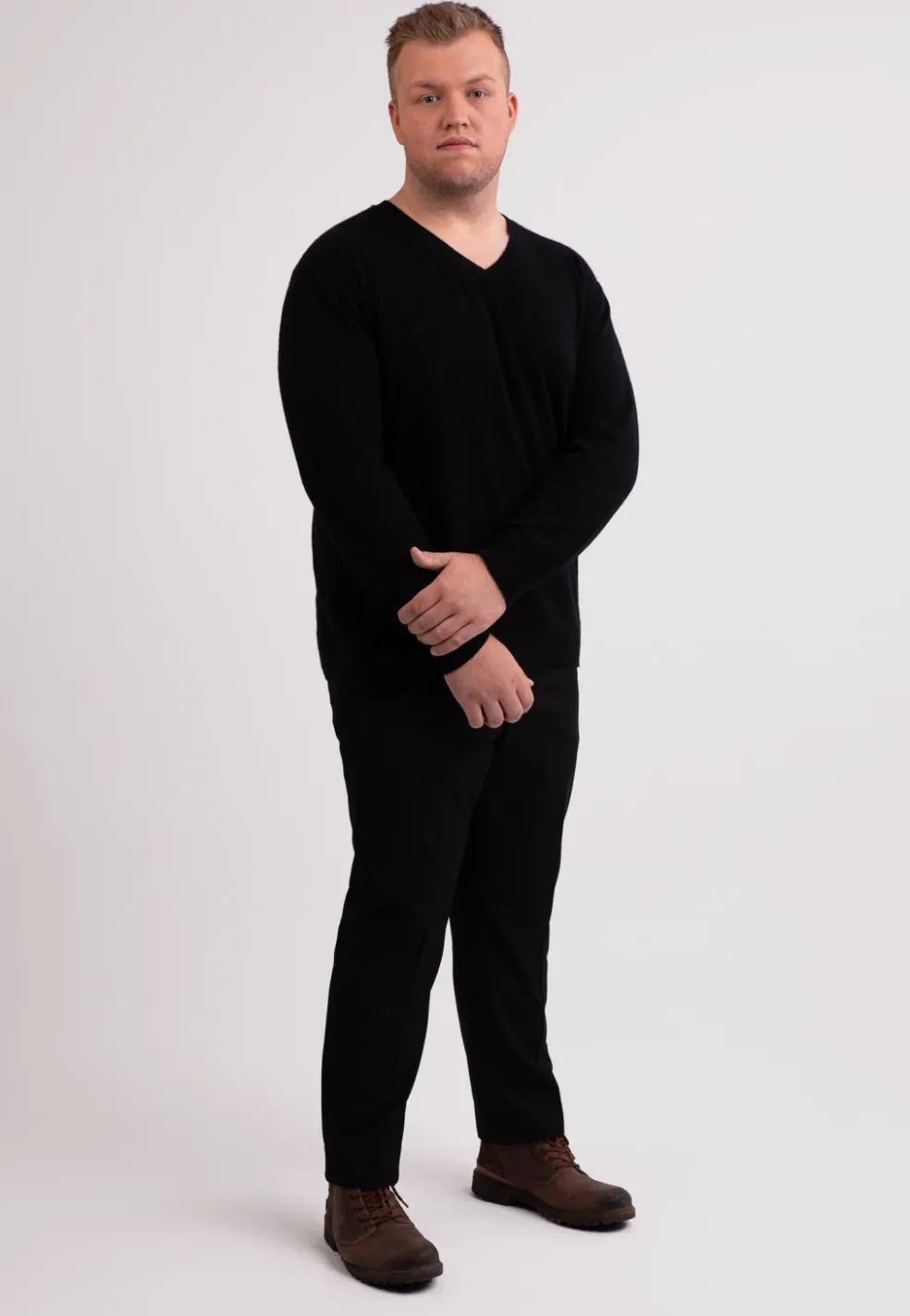 Kaschmir V-Ausschnitt Pullover schwarz