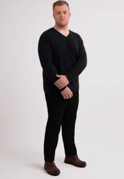 Kaschmir V-Ausschnitt Pullover holzkohle