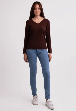 Kaschmir V-Ausschnitt Pullover zinnoberrot
