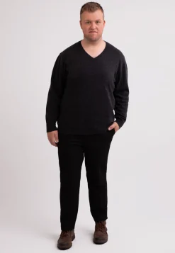 Kaschmir V-Ausschnitt Pullover dunkel anthrazit