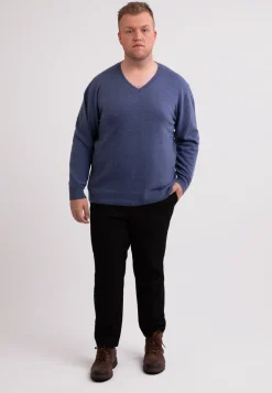 Kaschmir V-Ausschnitt Pullover jeans blau