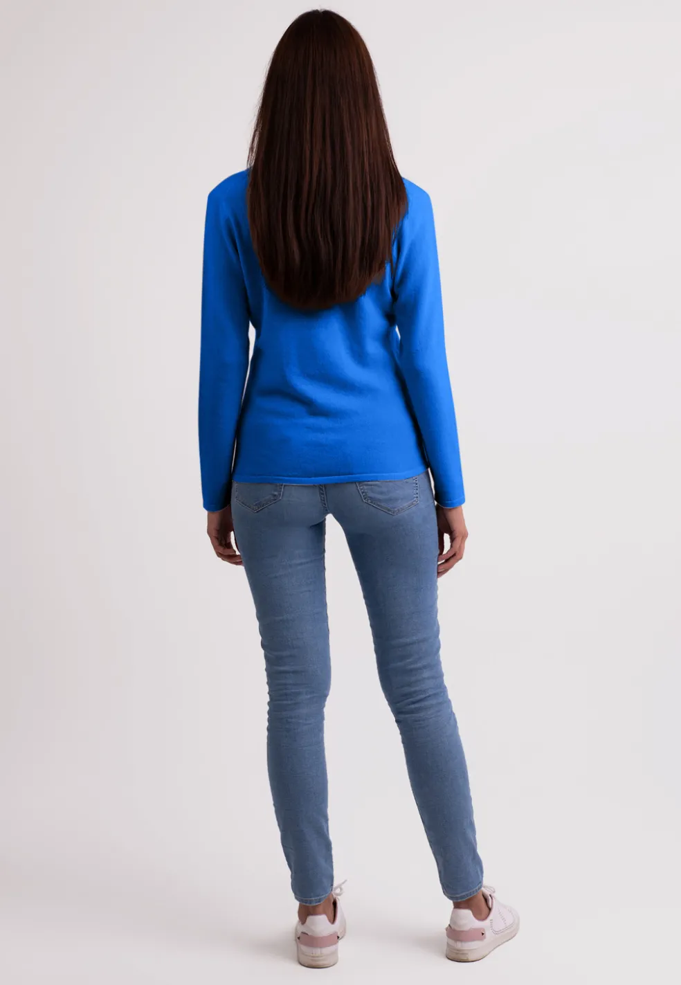 Kaschmir V-Ausschnitt Pullover dazzling blau
