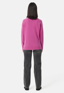 Kaschmir V-Ausschnitt Pullover mit Seitenschlitzen altrosa