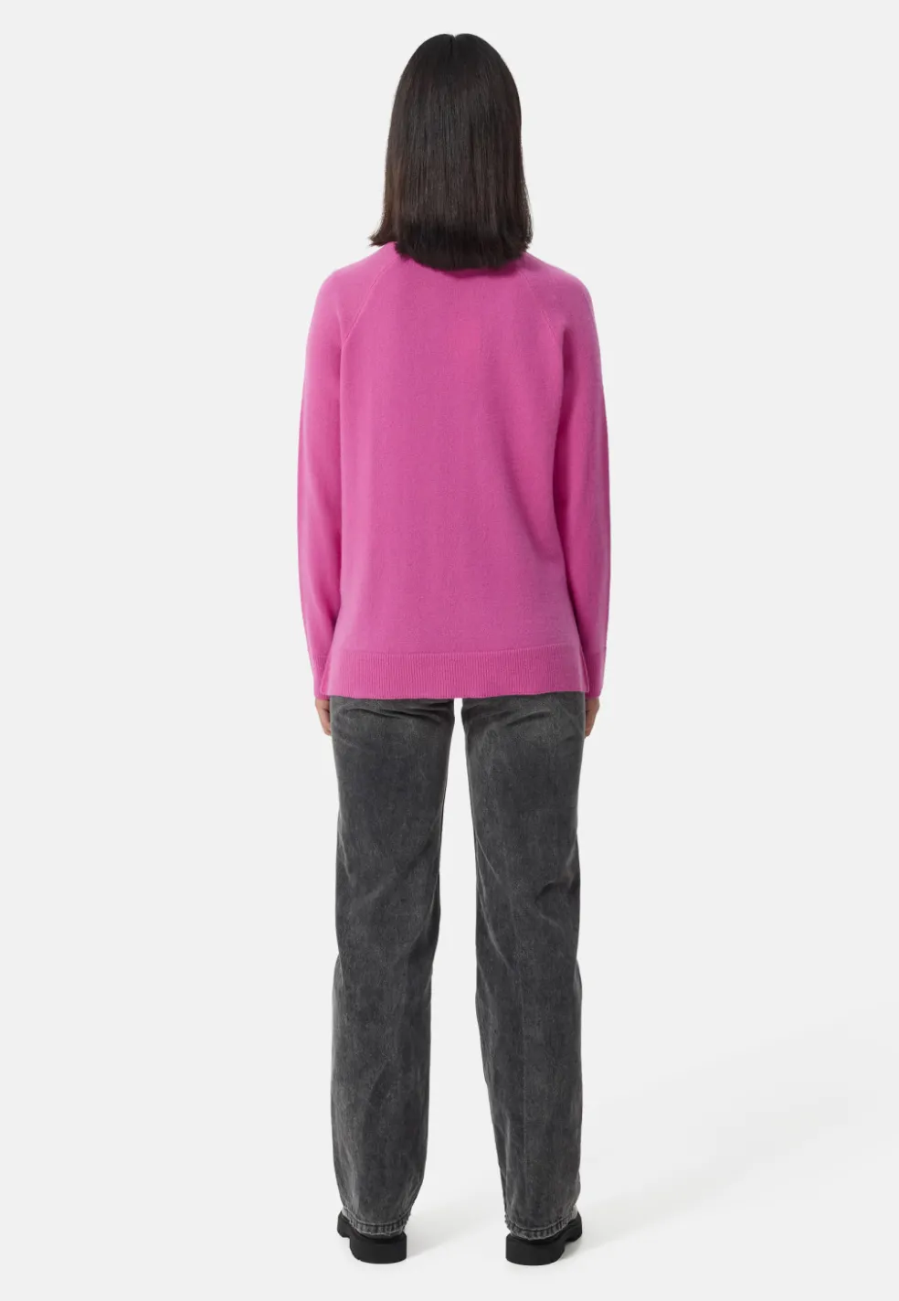 Kaschmir V-Ausschnitt Pullover mit Seitenschlitzen altrosa