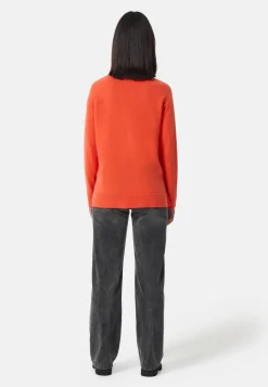 Kaschmir V-Ausschnitt Pullover mit Seitenschlitzen sonnengelb