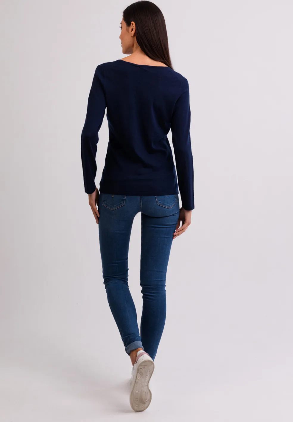 Kaschmir V-Ausschnitt Pullover marine blau (Frühling)