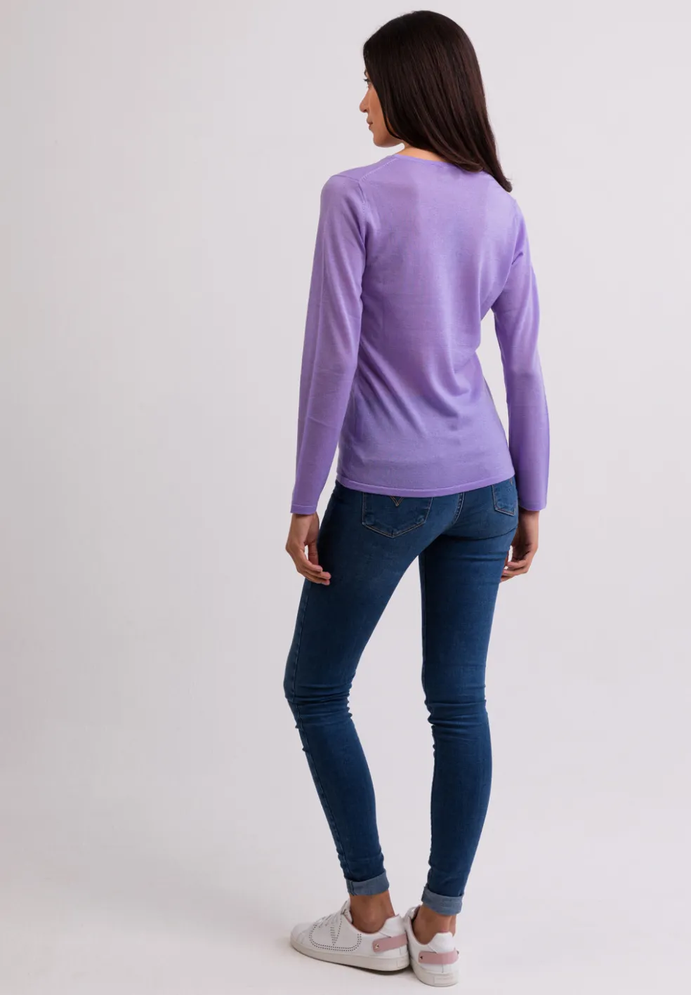 Kaschmir V-Ausschnitt Pullover viola (Frühling)