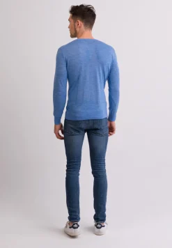 Kaschmir V-Ausschnitt Pullover hellblau (Frühling)