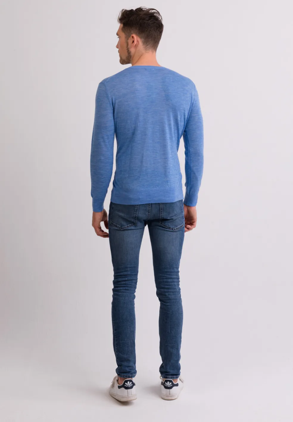 Kaschmir V-Ausschnitt Pullover hellblau (Frühling)