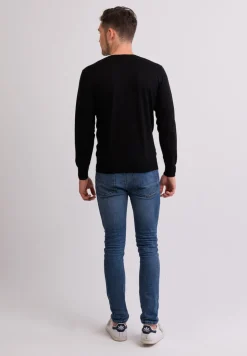 Kaschmir V-Ausschnitt Pullover schwarz (Frühling)