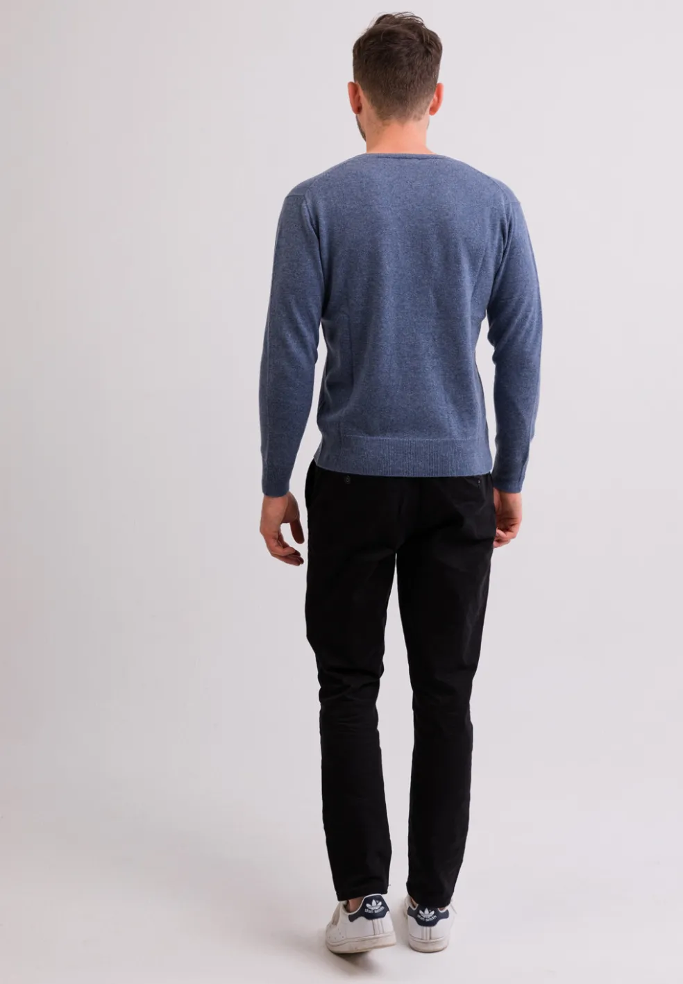 Kaschmir V-Ausschnitt Pullover jeans blau