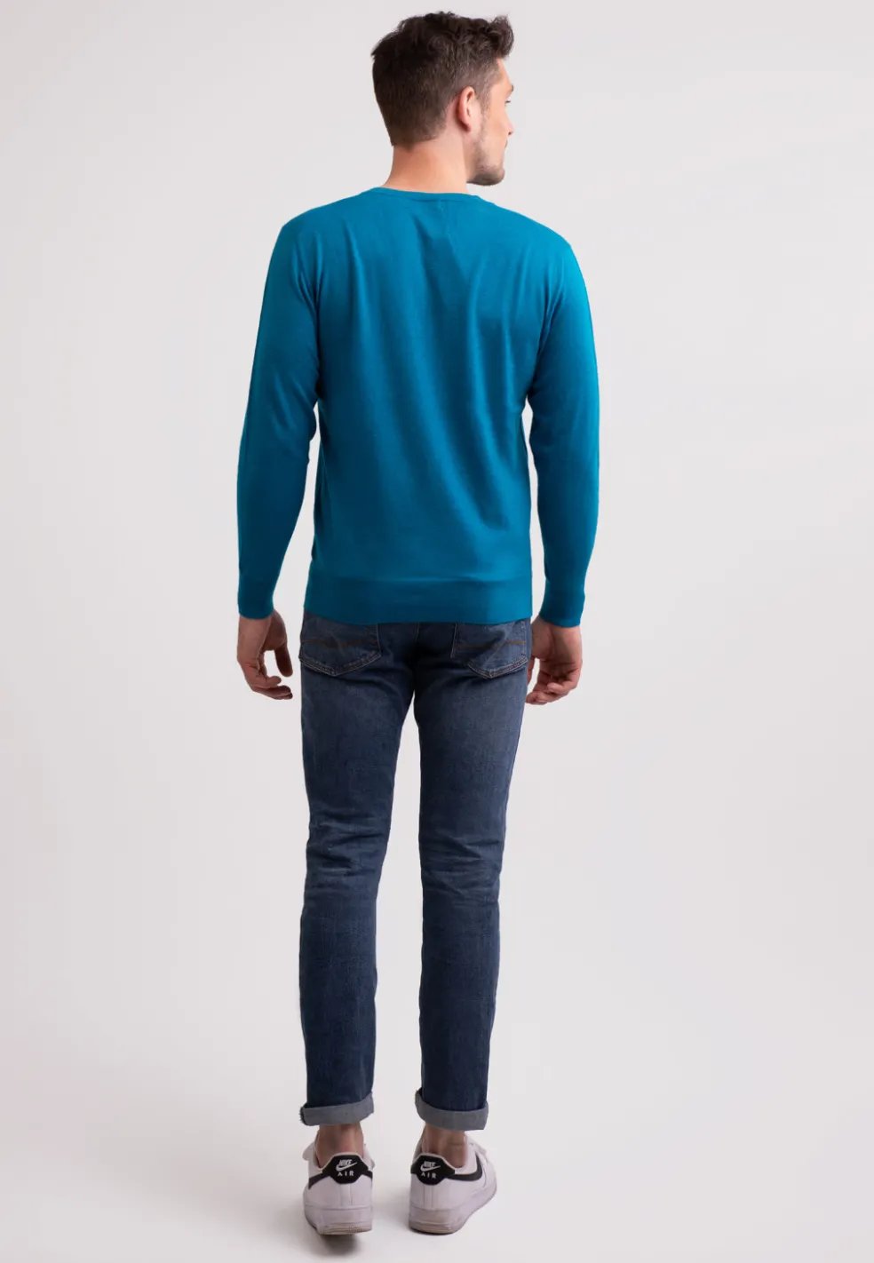 Kaschmir V-Ausschnitt Pullover mykonos blau (Frühling)