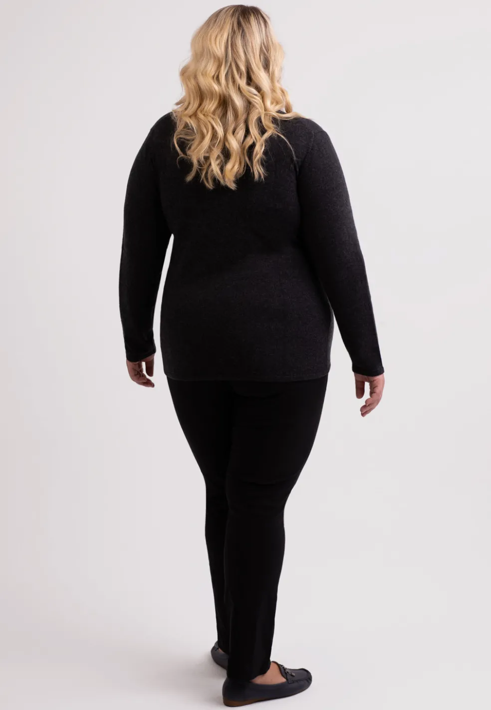Kaschmir V-Ausschnitt Pullover dunkel anthrazit