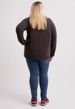 Kaschmir V-Ausschnitt Pullover mit Seitenschlitzen taupe melange