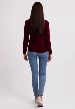 Kaschmir V-Ausschnitt Pullover rouge noir