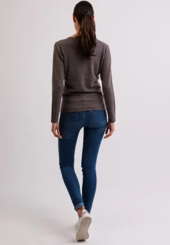 Kaschmir V-Ausschnitt Pullover taupe melange