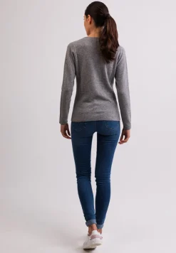 Kaschmir V-Ausschnitt Pullover grau