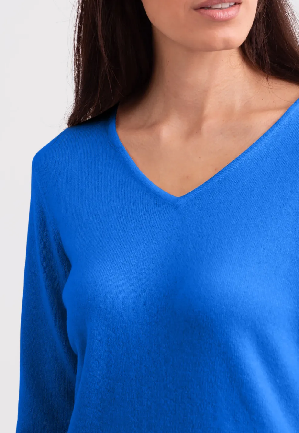 Kaschmir V-Ausschnitt Pullover dazzling blau
