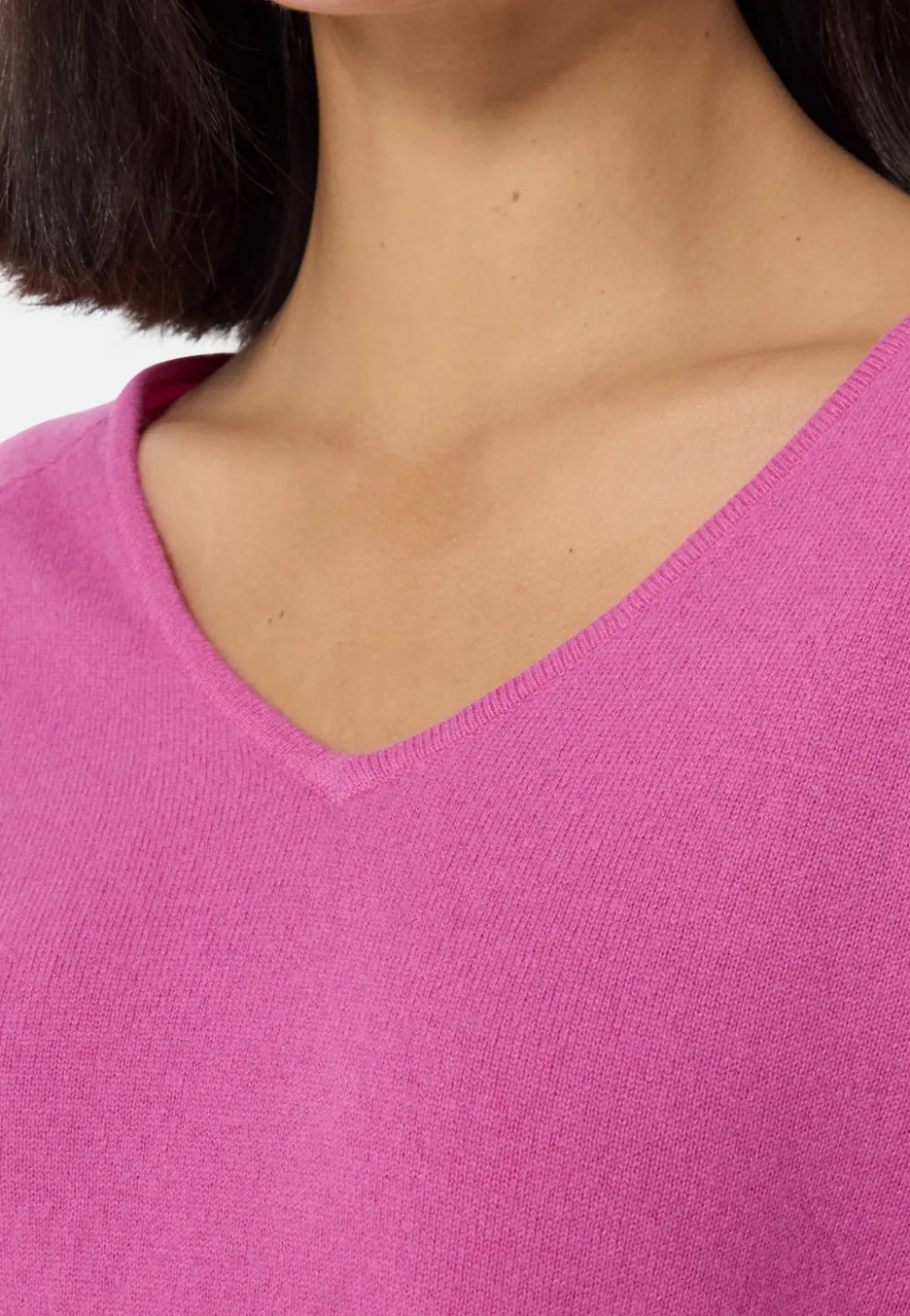 Kaschmir V-Ausschnitt Pullover mit Seitenschlitzen altrosa