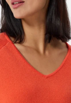 Kaschmir V-Ausschnitt Pullover mit Seitenschlitzen sonnengelb