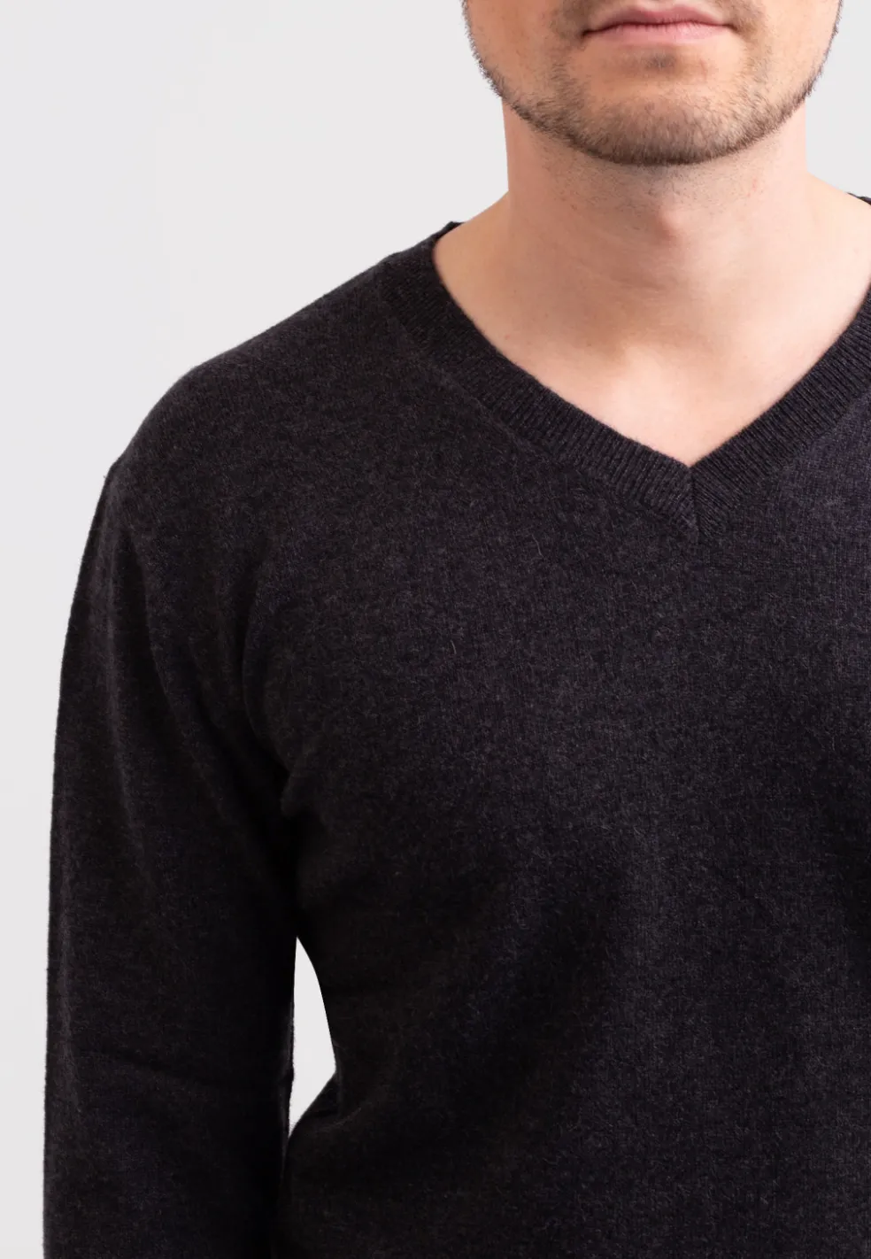 Kaschmir V-Ausschnitt Pullover dunkel anthrazit