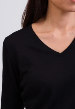 Kaschmir V-Ausschnitt Pullover schwarz (Frühling)