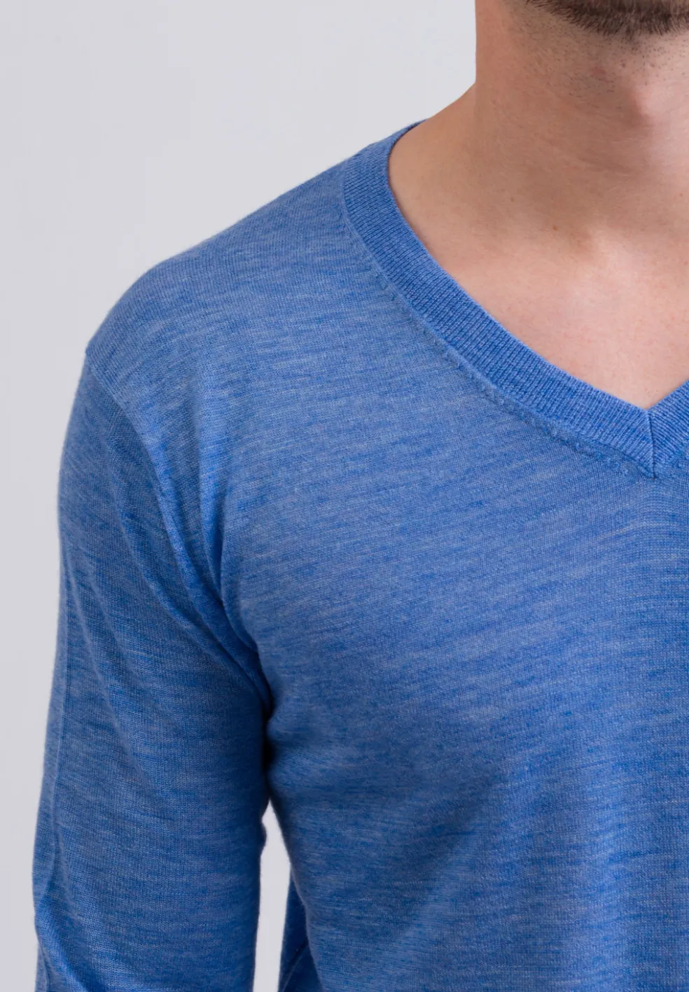 Kaschmir V-Ausschnitt Pullover hellblau (Frühling)