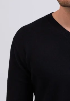 Kaschmir V-Ausschnitt Pullover schwarz