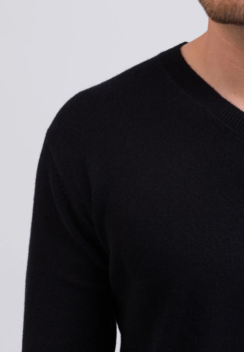 Kaschmir V-Ausschnitt Pullover schwarz