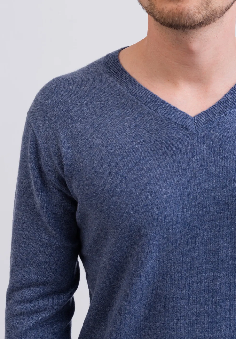 Kaschmir V-Ausschnitt Pullover jeans blau