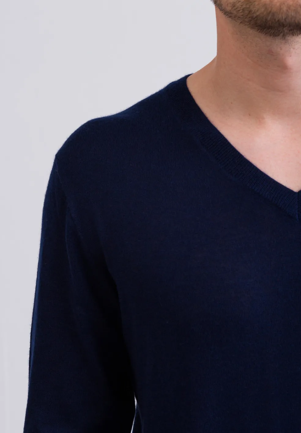 Kaschmir V-Ausschnitt Pullover marine blau (Frühling)