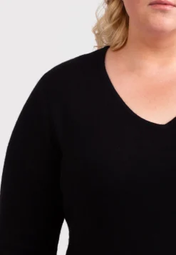 Kaschmir V-Ausschnitt Pullover schwarz