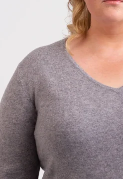 Kaschmir V-Ausschnitt Pullover grau