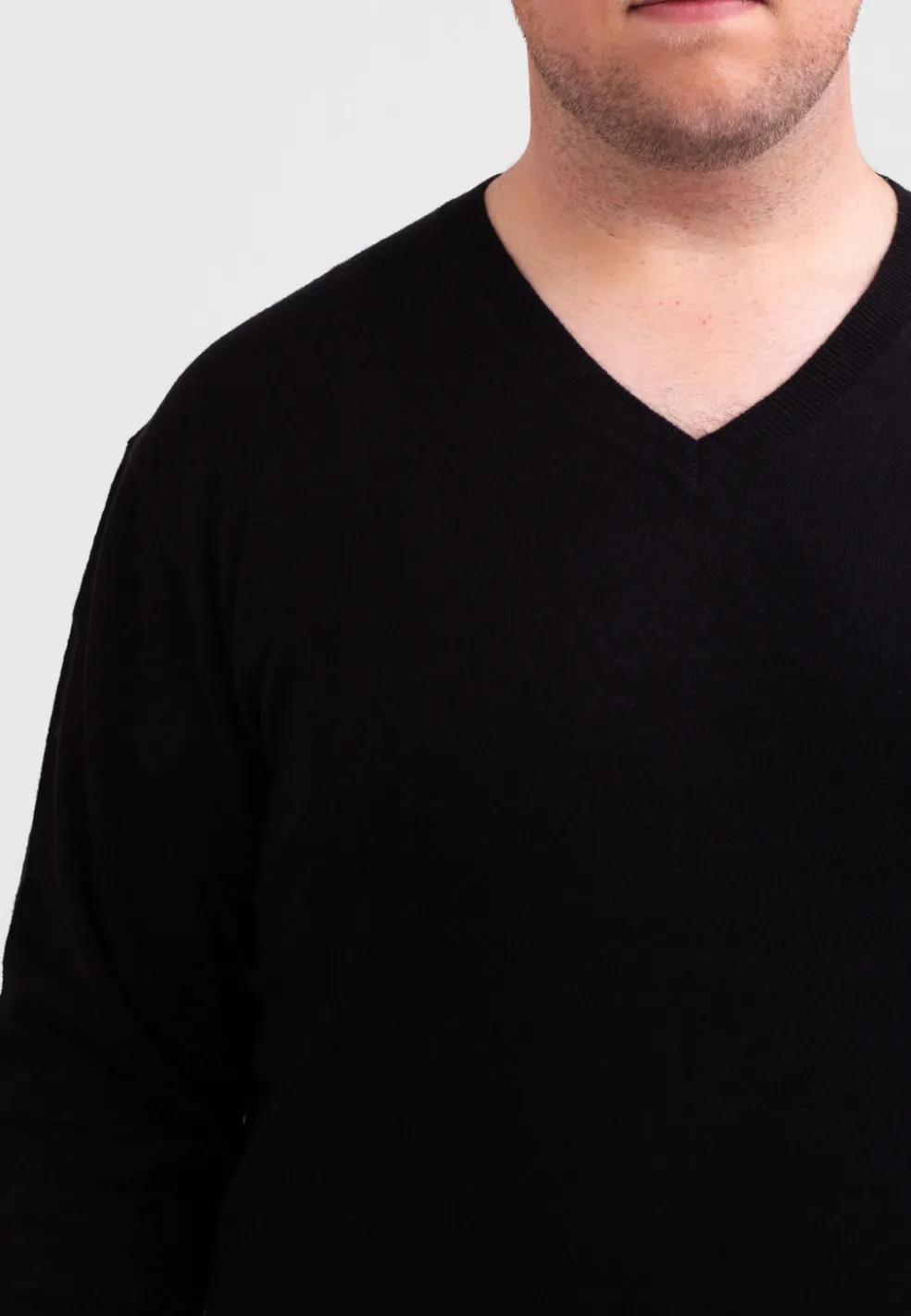 Kaschmir V-Ausschnitt Pullover schwarz